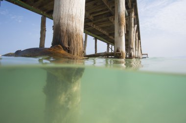Bir tropik ada Beach ahşap İskelesi