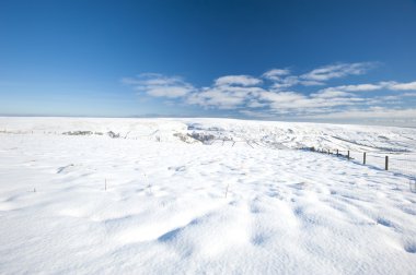 Snowy winter countryside landscape scene clipart