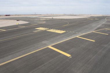 Aerial view of an airport runway clipart
