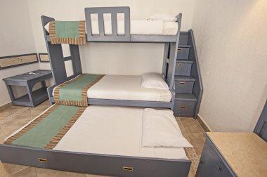 Bunk bed family bedroom concept idea clipart