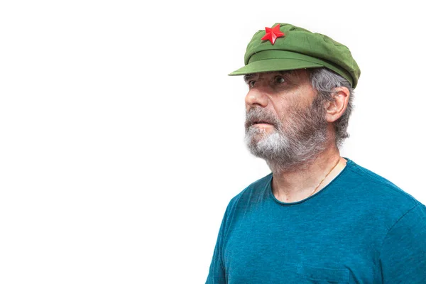 Portrait Bearded Old Man Wearing Cap — Stock fotografie