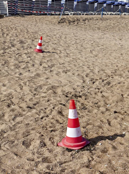 Cabina Sulla Spiaggia Ciottoli — Foto Stock