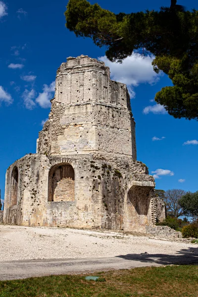 Berühmter Römischer Turm Nimes France — Stockfoto