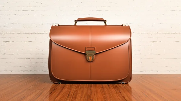 Office desk table with briefcase — Stock Photo, Image