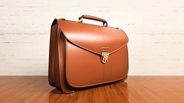 Office desk table with briefcase — Stock Photo, Image