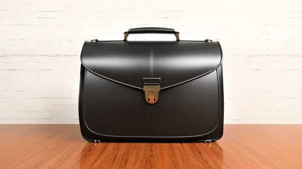 Office desk table with briefcase — Stock Photo, Image