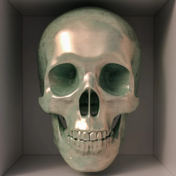 黄金の頭蓋骨の正面図 — ストック写真