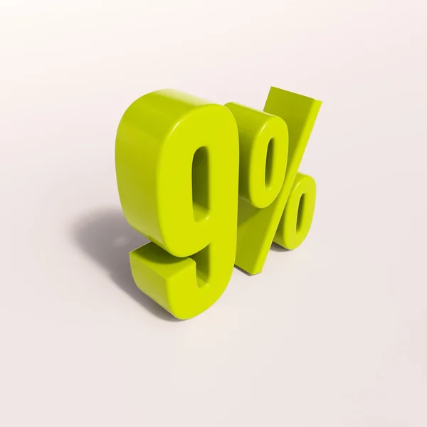 Percentage sign, 9 percent — Stock Photo, Image