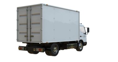 Beyaz Arkaplanda Beyaz Ticari Teslimat Kamyonu izole edildi, Şablon Element Bilgileri, Posta Kamyonu, Hızlı Teslimat, Beyaz Teslimat Kamyonu Simgesi, Nakliye Servisi