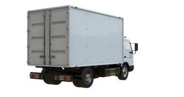 Beyaz Arkaplanda Beyaz Ticari Teslimat Kamyonu izole edildi, Şablon Element Bilgileri, Posta Kamyonu, Hızlı Teslimat, Beyaz Teslimat Kamyonu Simgesi, Nakliye Servisi