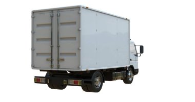 Kargo kamyonu beyaz üzerine izole edilmiş.