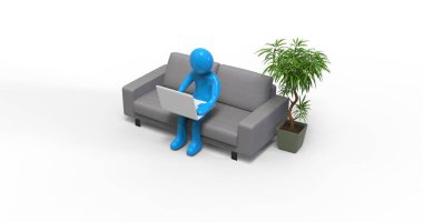 Karakter Adamı İçişleri Bakanlığı 'nda dizüstü bilgisayarla çalışıyor.