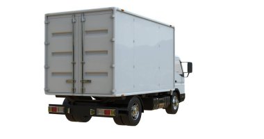 Kargo kamyonu beyaz üzerine izole edilmiş.