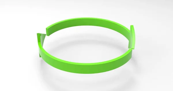 Символ зеленых эко-стрелок, переработанный значок и цикл вращения со стрелками — стоковое фото