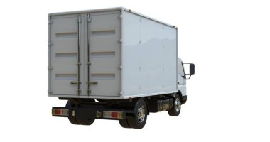 Kargo kamyonu beyaz üzerine izole edilmiş.