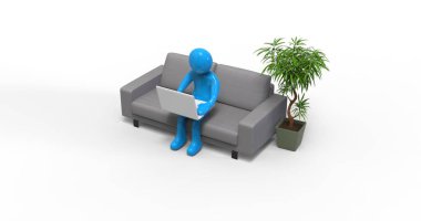 Karakter Adamı İçişleri Bakanlığı 'nda dizüstü bilgisayarla çalışıyor.