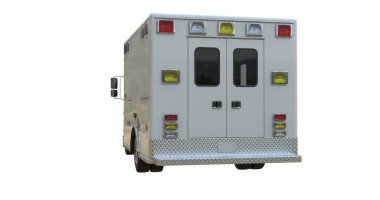 Ambulans aracı beyaz renkte izole edildi