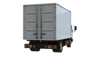 Kargo kamyonu beyaz üzerine izole edilmiş.