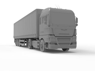 MockupAbstract HeavySemi TrailerTruck Beyaz, Ulaşım Aracı, Teslimat Ulaşım TIR, EuroCargo Lojistik Konsepti, Nakliye, Uluslararası Teslimat Endüstrisi, 3D Render