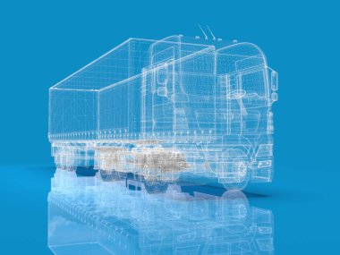 Mavi, Ulaşım Aracı, Teslimat Ulaşım TiR, Euro Cargo Lojistik Konsepti, Nakliye, Uluslararası Teslimat Endüstrisi, 3D