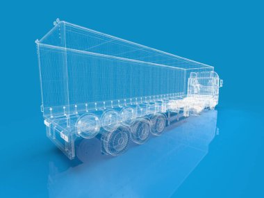 Mavi, Ulaşım Aracı, Teslimat Ulaşım TiR, Euro Cargo Lojistik Konsepti, Nakliye, Uluslararası Teslimat Endüstrisi, 3D