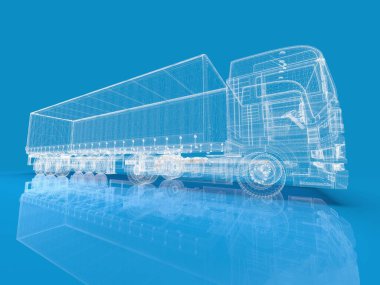 Mavi, Ulaşım Aracı, Teslimat Ulaşım TiR, Euro Cargo Lojistik Konsepti, Nakliye, Uluslararası Teslimat Endüstrisi, 3D