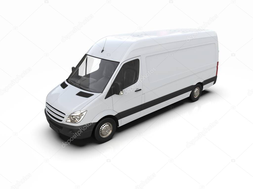 White Commercial Delivery Truck on a White Background isolated, Template Element Infographic, Postal Truck, Express, Fast Delivery, White Delivery Truck Icon, Transporting Service