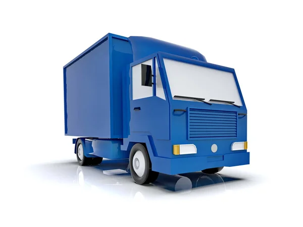 Camion Livraison Commerciale Jouet Bleu Sur Fond Blanc Isolé Infographie — Photo