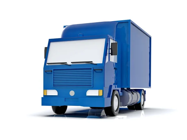 Blue Toy Commercial Delivery Truck Egy Fehér Háttér Elszigetelt Sablon — Stock Fotó