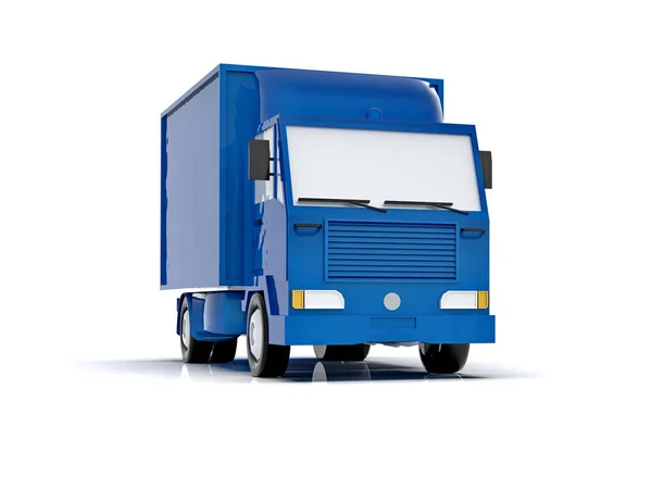 Blue Toy Commercial Delivery Truck Auf Weißem Hintergrund Isoliert Template — Stockfoto