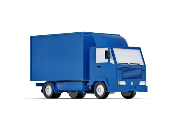 Camion Livraison Commerciale Jouet Bleu Sur Fond Blanc Isolé Infographie — Photo