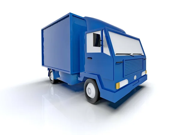 Blauw Speelgoed Commerciële Levering Truck Een Witte Achtergrond Geïsoleerd Template — Stockfoto