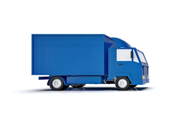 Блакитна Іграшкова Комерційна Вантажівка Білому Тлі Ізольована Шаблонний Елемент Інфографічна — стокове фото