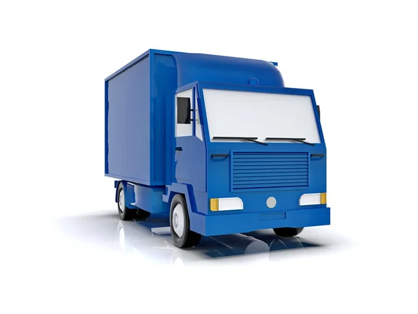 Blue Toy Commercial Delivery Truck Egy Fehér Háttér Elszigetelt Sablon — Stock Fotó