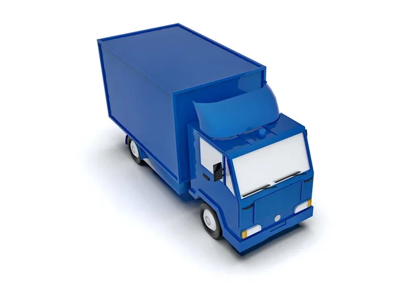 Blue Toy Commercial Delivery Truck Auf Weißem Hintergrund Isoliert Template — Stockfoto