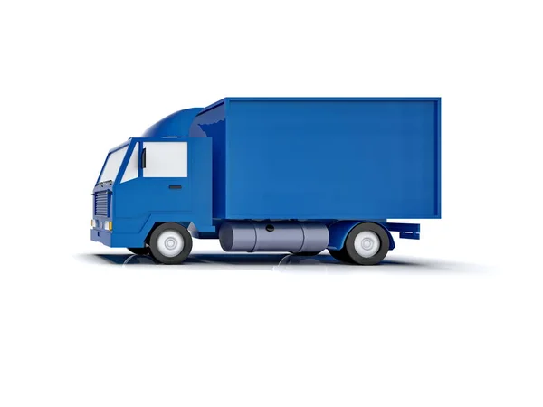 Blue Toy Commercial Delivery Truck Bílém Pozadí Izolované Template Element — Stock fotografie