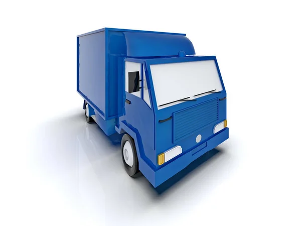 Blue Toy Commercial Delivery Truck Auf Weißem Hintergrund Isoliert Template — Stockfoto