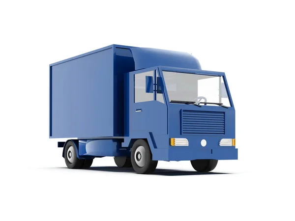 Camion Livraison Commerciale Jouet Bleu Sur Fond Blanc Isolé Infographie — Photo