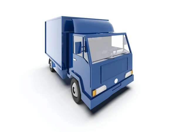 Blue Toy Commercial Delivery Truck Auf Weißem Hintergrund Isoliert Template — Stockfoto