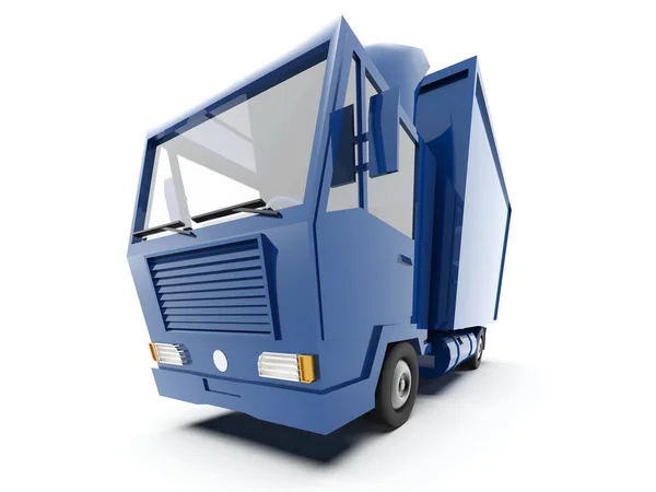 Camion Livraison Commerciale Jouet Bleu Sur Fond Blanc Isolé Infographie — Photo