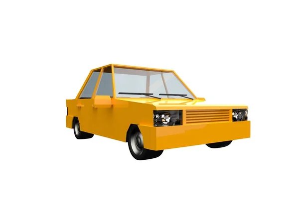 Ilustracja Żółty Samochód Miejski Rodziny Generic City Car Icon Low — Zdjęcie stockowe