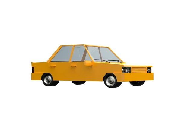 Lustration Yellow Family Urban Car Generic City Car Icon Low — стокове фото