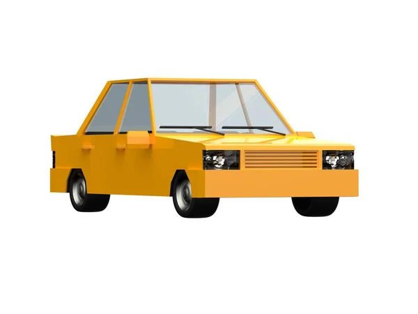 Lustration Yellow Family Urban Car Generic City Car Icon Low — стокове фото