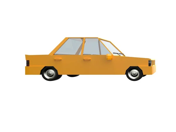 Lustration Yellow Family Urban Car Generic City Car Icon Low — стокове фото