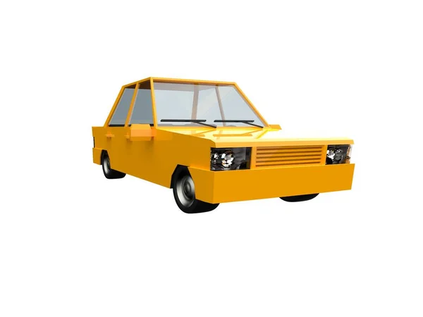 Lustration Yellow Family Urban Car Generic City Car Icon Low — стокове фото