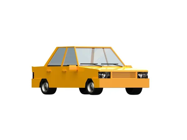 Lustration Yellow Family Urban Car Generic City Car Icon Low — стокове фото