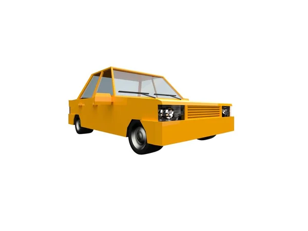 Lustration Yellow Family Urban Car Generic City Car Icon Low — стокове фото