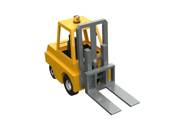 Illustration Lowpoly Icon Forklift Truck Heavy Loader Cartoon Style Simple — Photo