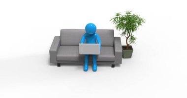 Karakter Adamı İçişleri Bakanlığı 'nda dizüstü bilgisayarla çalışıyor.