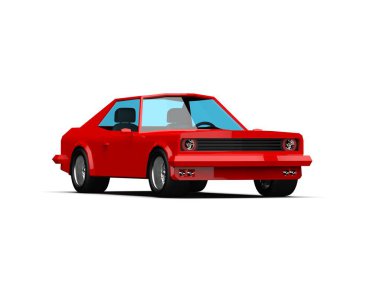 3D llustration Kırmızı Yarış Spor Arabası, Basit Coupe City Otomatik Simgesi, Düşük Polyester Araç Taşımacılığı Beyaz Arkaplanda İzole Edilmiş, Çokgen Araba Coupe Sembolü, Araba Trafik Bilgi Şablonu
